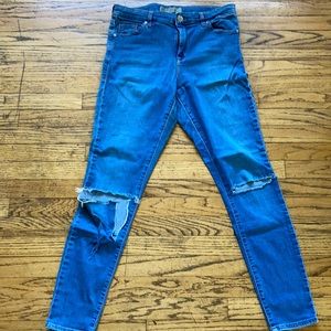 Topshop Super Soft Leigh moto jeans blue size 30 slim skinny mid / high rise